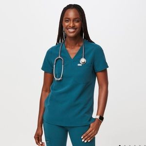 Figs Womens Large Catarina Scrub Top Caribbean Blue